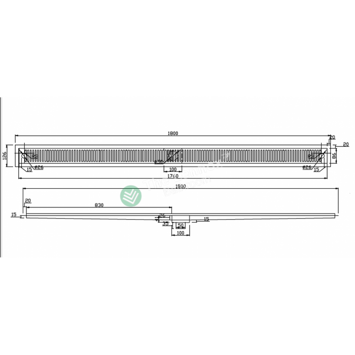 Shower Grate Stainless Steel 1200/1500/1800mm
