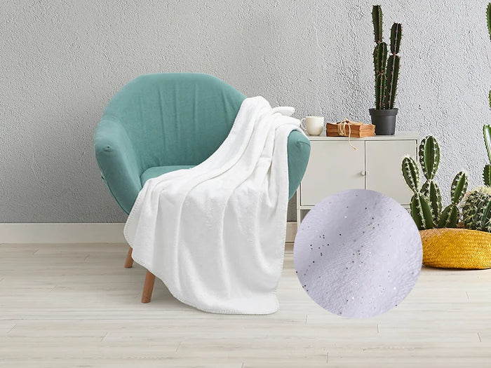Silver Glitter Sublimation Minky Blanket(White, 152*203cm/60inchx 80inch)