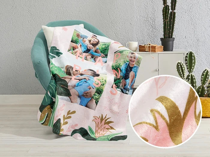 Silver Glitter Sublimation Minky Blanket(White, 152*203cm/60inchx 80inch)