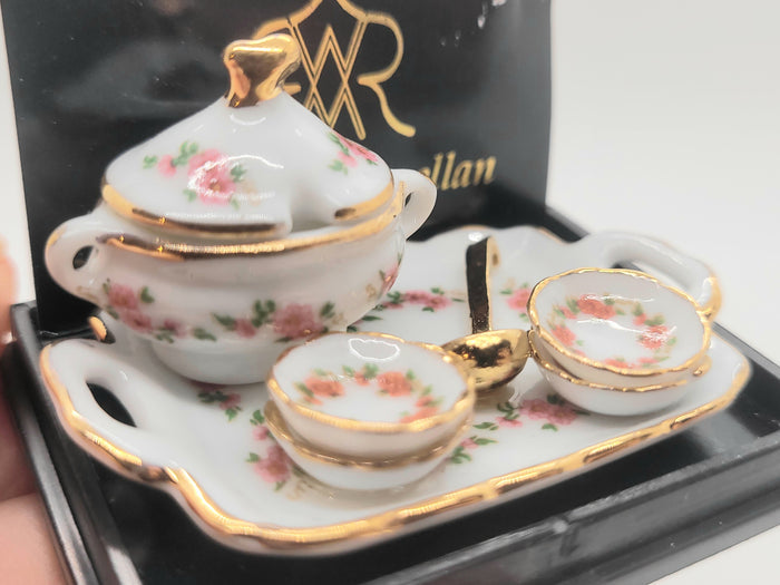 Soup Tureen with Bowls & Ladle on Platter - By Reutter Porcelain