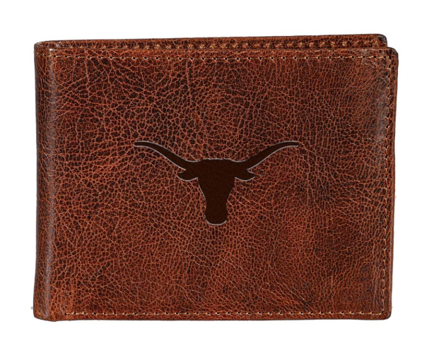 University of Texas Tumbled Leather Passcase Bi-Fold Wallet