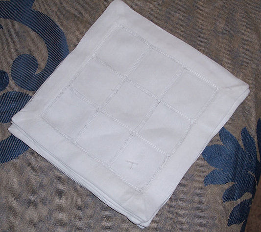 White Linen Hemstitch Cocktail Napkins 6" x 6" - Set of 12