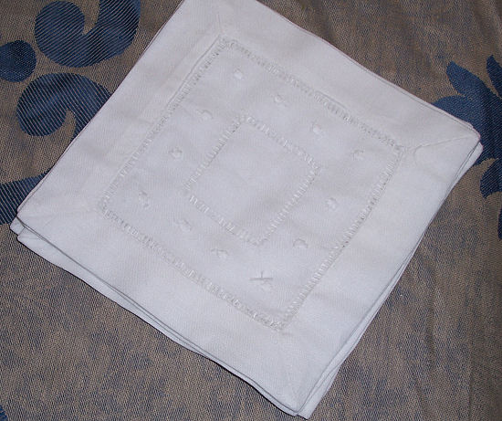 White Linen Swiss Dot Cocktail Napkins 6" x 6" - Set of 12
