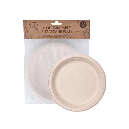 White Magic Biodegradable Sugarcane Plate 17cm - 10 Pack - L'Organic