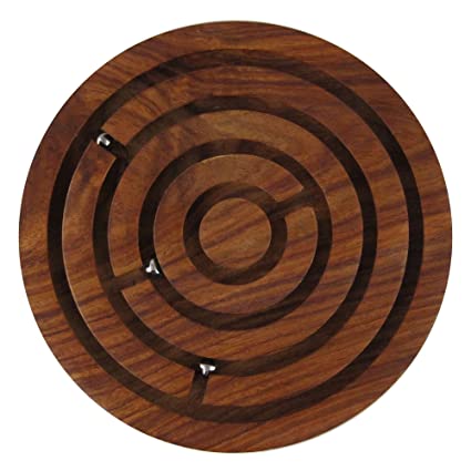 White Whale Handmade Handcrafted Indian Wooden Labyrinth Ball Maze Puzzle Game